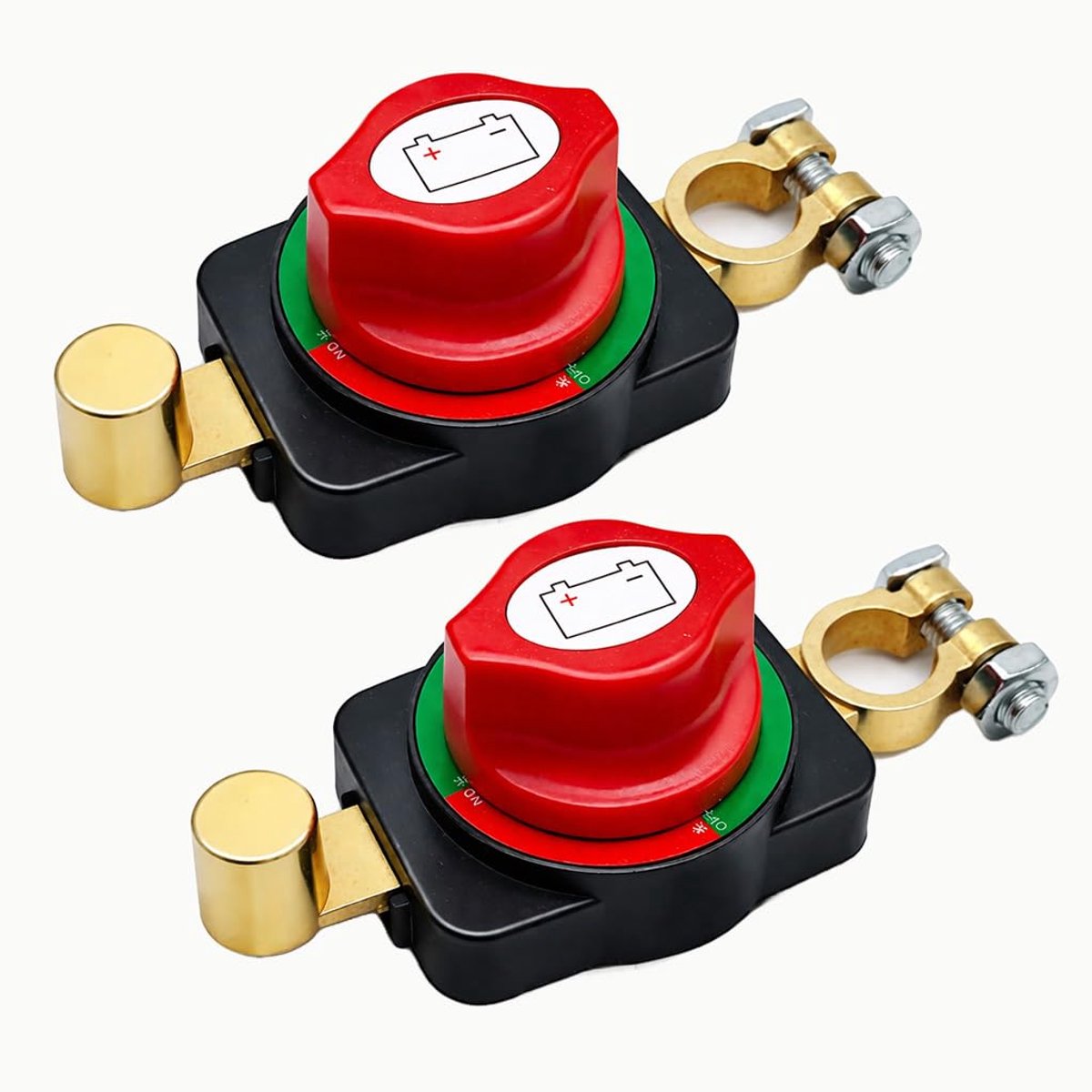 2 stuks Circuitsnijder, accu, 12V/24V, van messing, verstelbaar, 180 graden