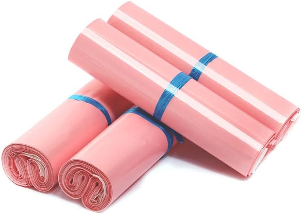 100 stuks verzendzakken van kunststof, verzendtas, ondoorzichtig, roze (35 cm x 45 cm + 4 cm)