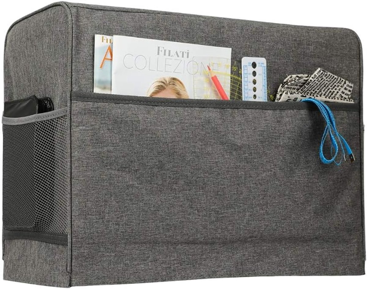 Cover, Waterdichte Naaiapparatuur Bedek Schaal met Zakken Naaimachine Stofkap voor Extra Accessoires (Grijs)