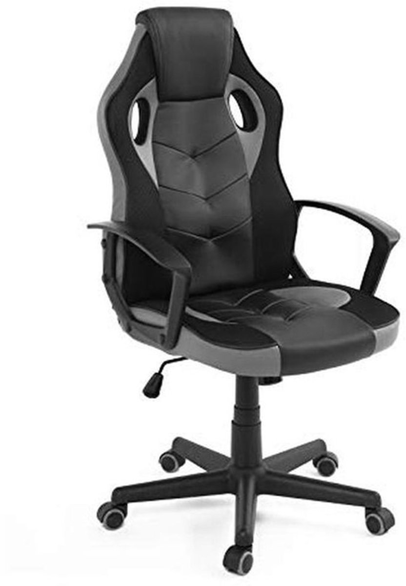 Ergonomische Gamingstoel voor Jongeren - Verstelbare en Draaibare Zitting, Ademend Mesh en Kunstleer, Dubbele Hoofdsteun, Zachte Wielen