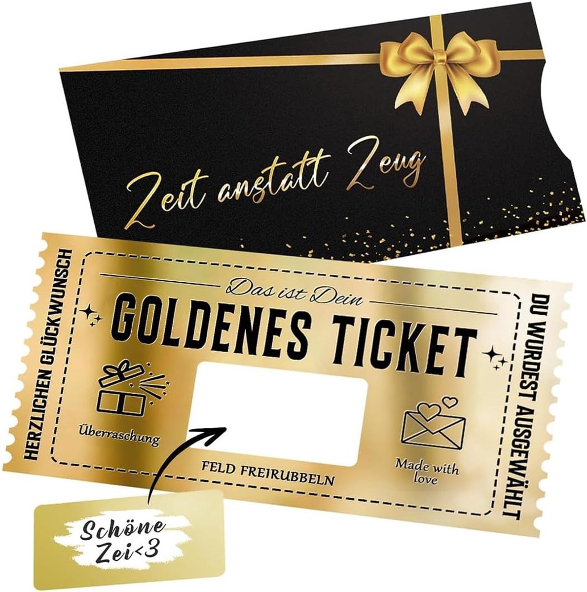 Voucher om zelf in te vullen met krasstickers, cadeaubon, ticketvoucher met envelop, voor vriendin, verjaardagskaart, bioscoopbon, reisvoucher