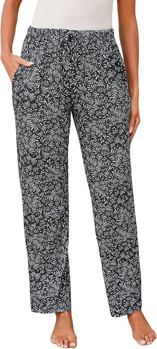 Pyjamabroek voor dames, slaapbroek, student, pyjamabroek voor dames, lange pyjamabroek met rechte snit, knuffelbroek