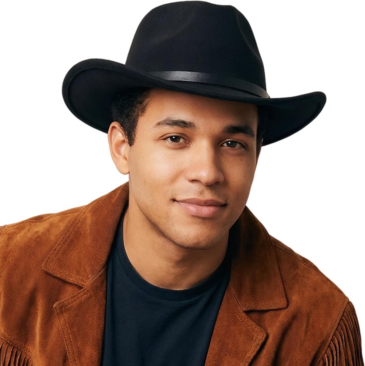 Brede rand panama westernhoed suède cowboyhoed etnische stijl cowgirl-hoed met touwdecoratie voor dames en heren