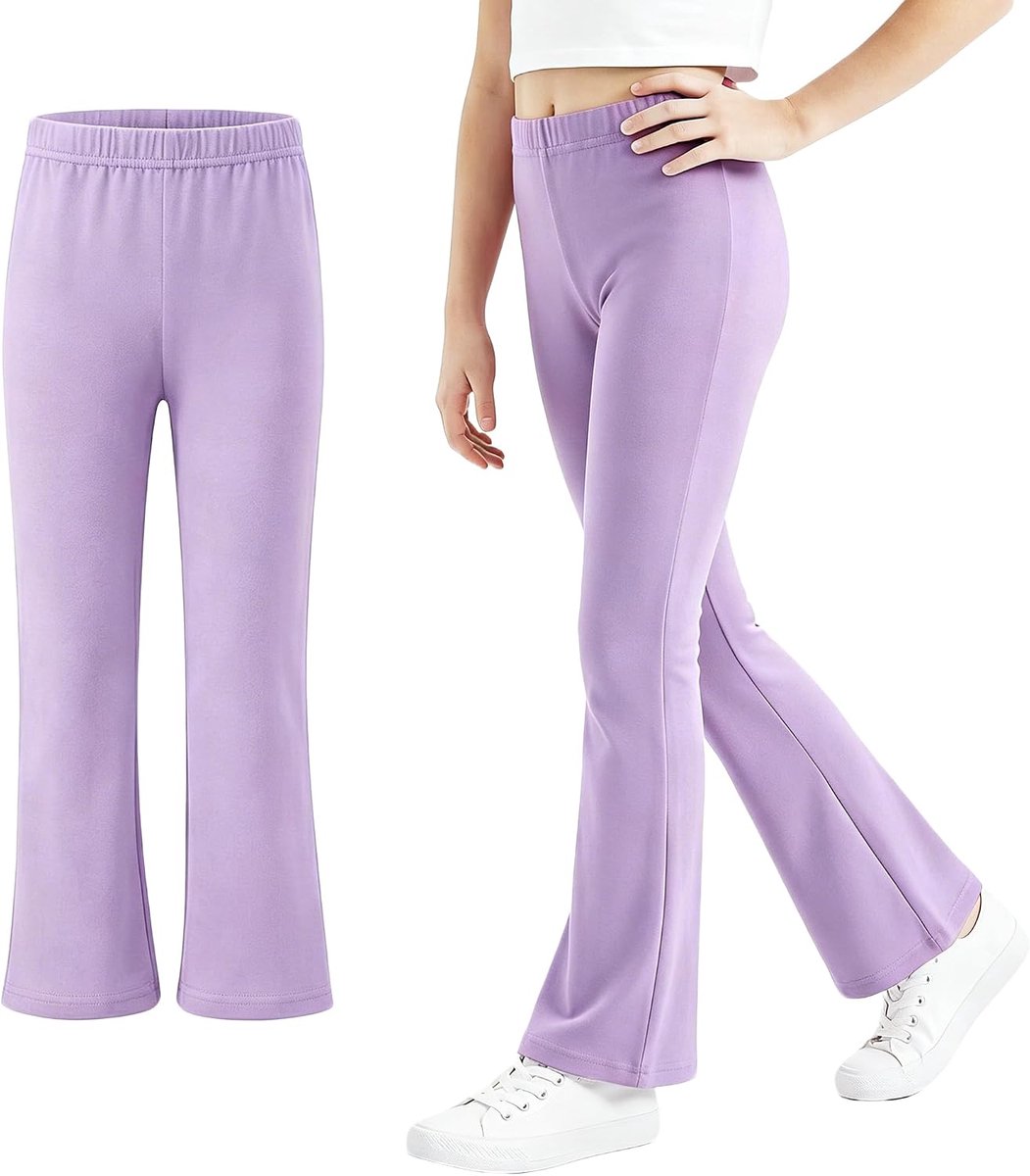 Meisjeslegging Elastische ademende broek met wijde pijpen Kinderen Katoen Flared sportlegging Wijde pijpen Basic bootcut broek Lange effen kleur Dans yogabroek Sportkleding voor 7-16 jaar