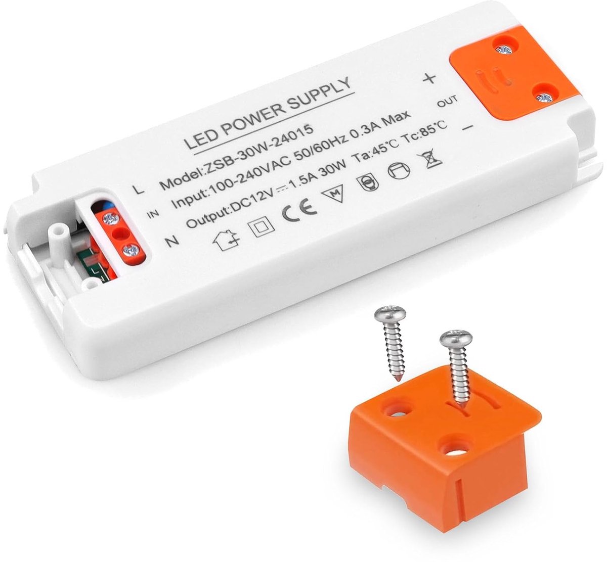 Transformator 30W, Ultra Slim 24V LED Driver 240V AC naar 12V DC 2.5A, constante spanning voeding adapter, laagspanning omvormer voor strip licht, downlight en G4, MR11, MR16 gloeilamp
