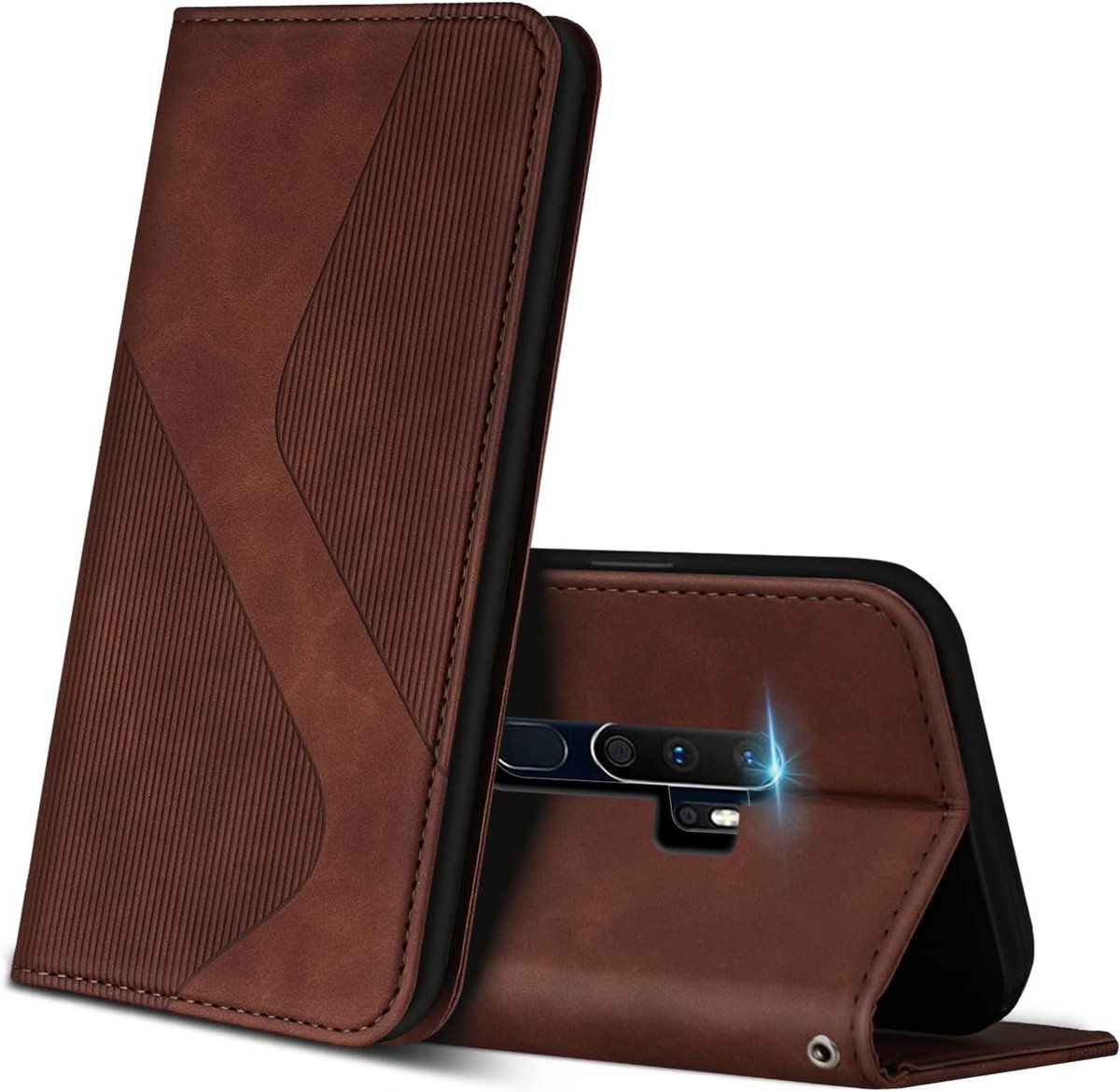 Hoesje voor Oppo A9 2020 / Oppo A5 2020, PU Kunstleer Bookcase Telefoonhoesjes met [Kaartsleuven] [Stand], Flip Case Beschermhoesje voor Oppo A9 2020 / A5 2020 (Bruin)