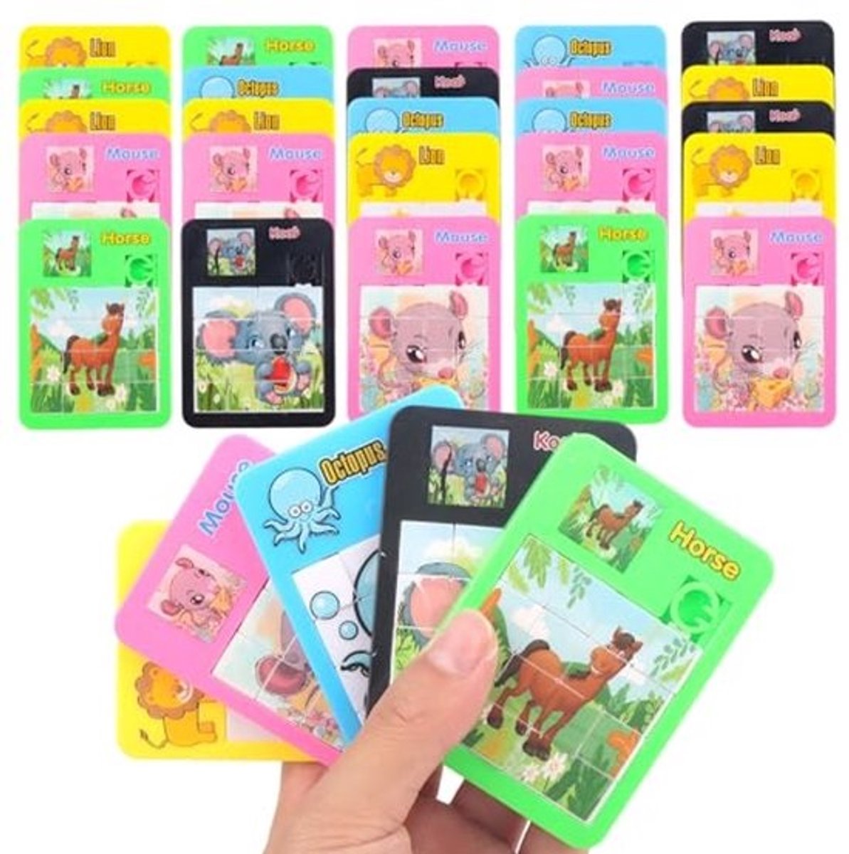 Schuifpuzzels voor Kinderen - 30 Diermotieven Mini-Puzzels, Perfect Cadeautje voor Verjaardagen en Reizen