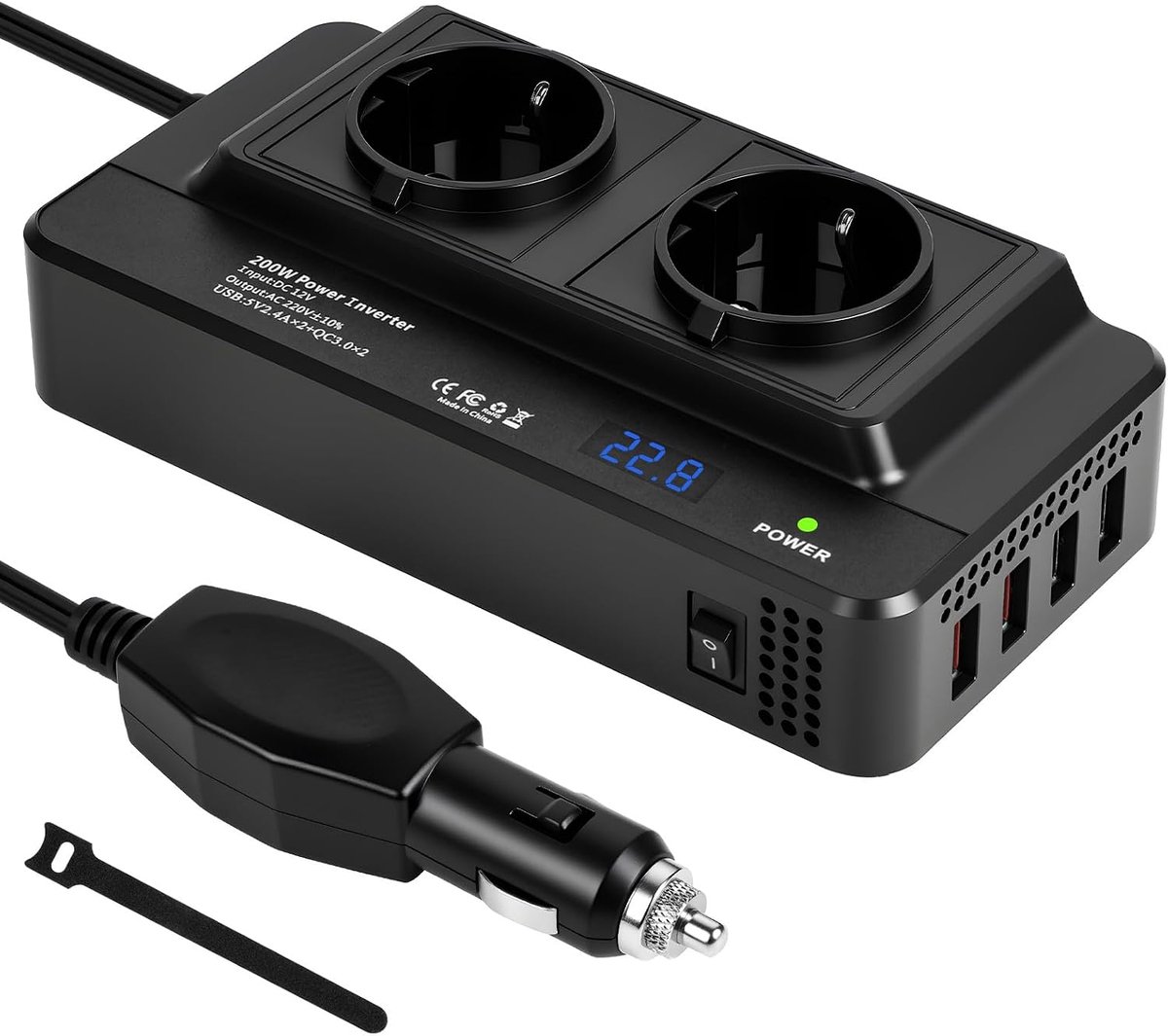 Autolader - Universeel passend - USB-autolader - Sigarettenaansteker lader - Digitaal display - ABS