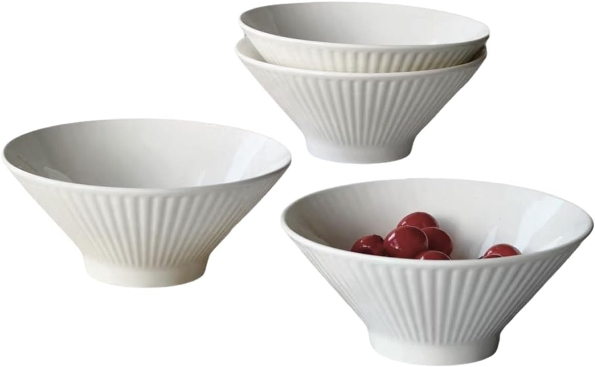 7 '' Japanse Ramen Granen Kommen Set van 4, Keramische Noedel Soep Kommen, Salade Kommen Grote Keramische Soep Kom, Diepe Borden, Serveerschalen voor Salade Pasta, Soep, Fruit, Magnetron