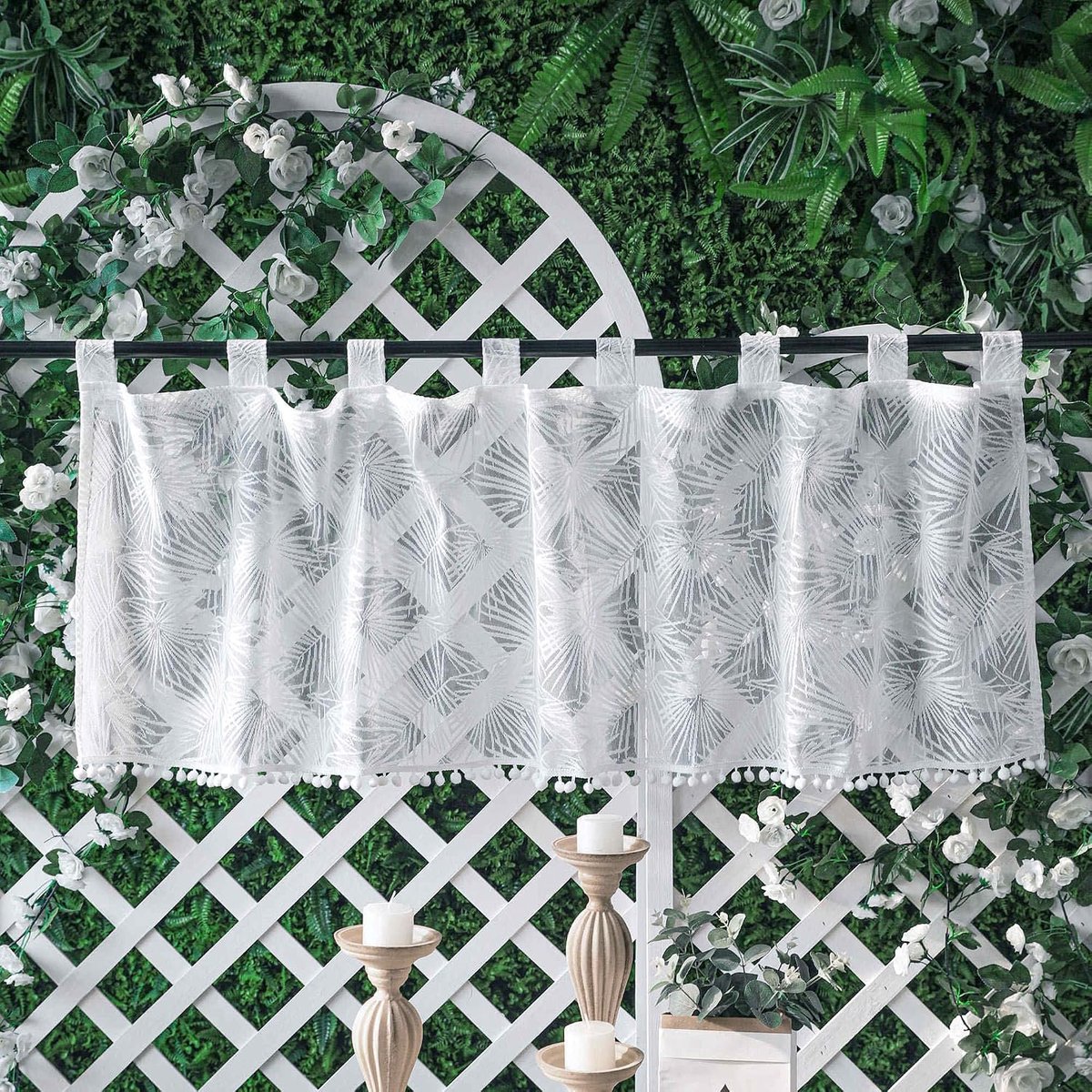 Naalden Patroon Drager Half Gordijn Polyester Venster Kort Gordijn Voor Badkamer Kelder Woonkamer Café 60 x 100 cm