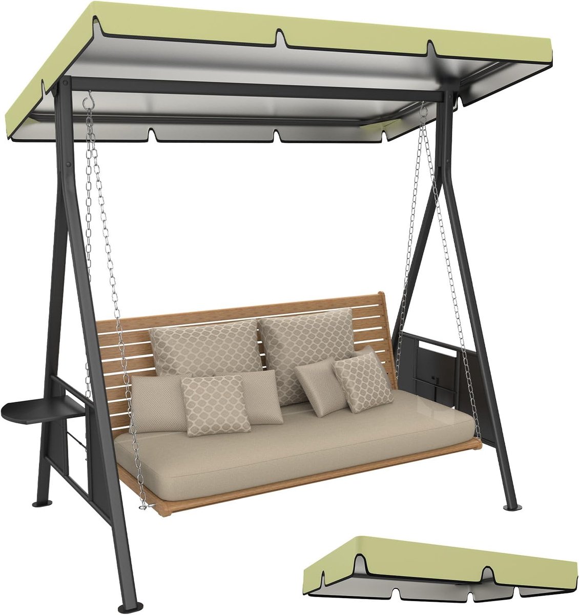 1-pack Swing vervangende luifel, 10 x 10 x 0,6 cm 600D dikker Oxford terrasschommels met luifel waterdichte stof voor buiten tuin/tuin/park/veranda/terras [beige]
