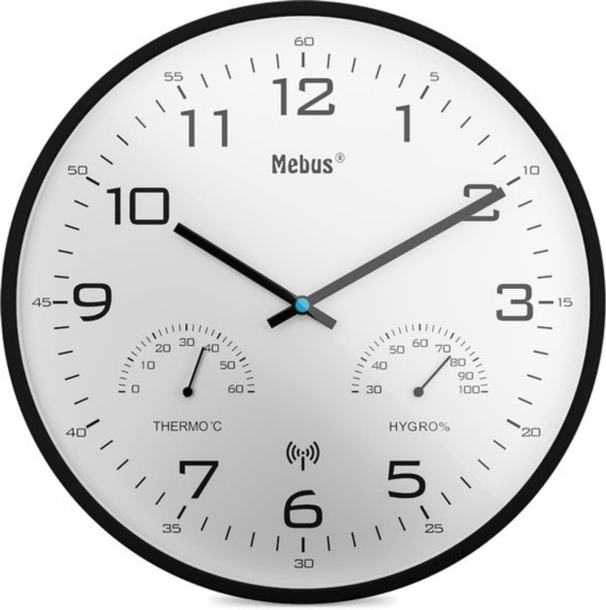 Moderne draadloze wandklok met temperatuur- en luchtvochtigheidsweergave - 30 cm