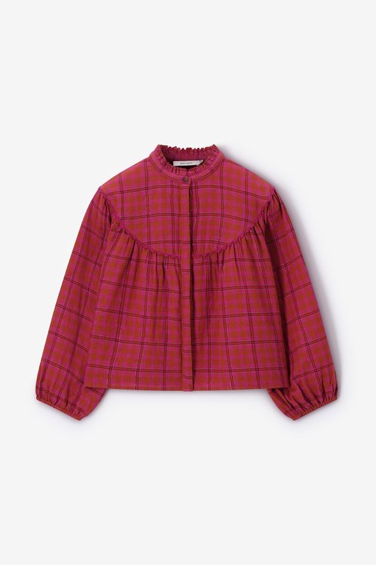 Donkerroze Geruite Blouse Met Lurex