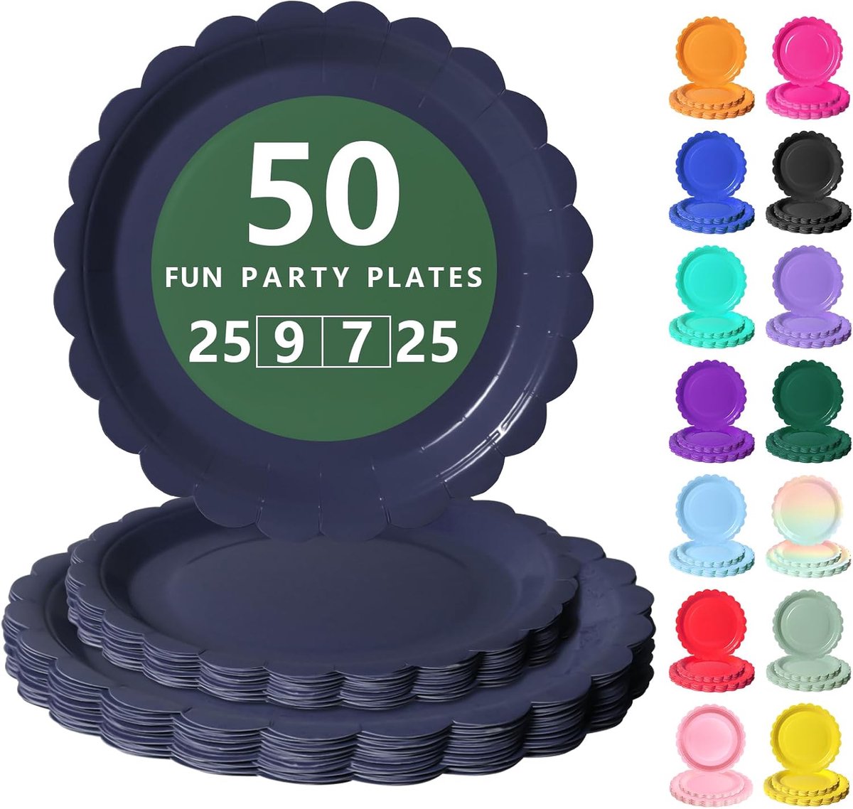 Appelblauw Papieren Borden Set - 50 Delig Feestservies - 25 Dienborden 23cm + 25 Dessertborden 18cm - Voor Verjaardagen, Feesten & Gezelligheid