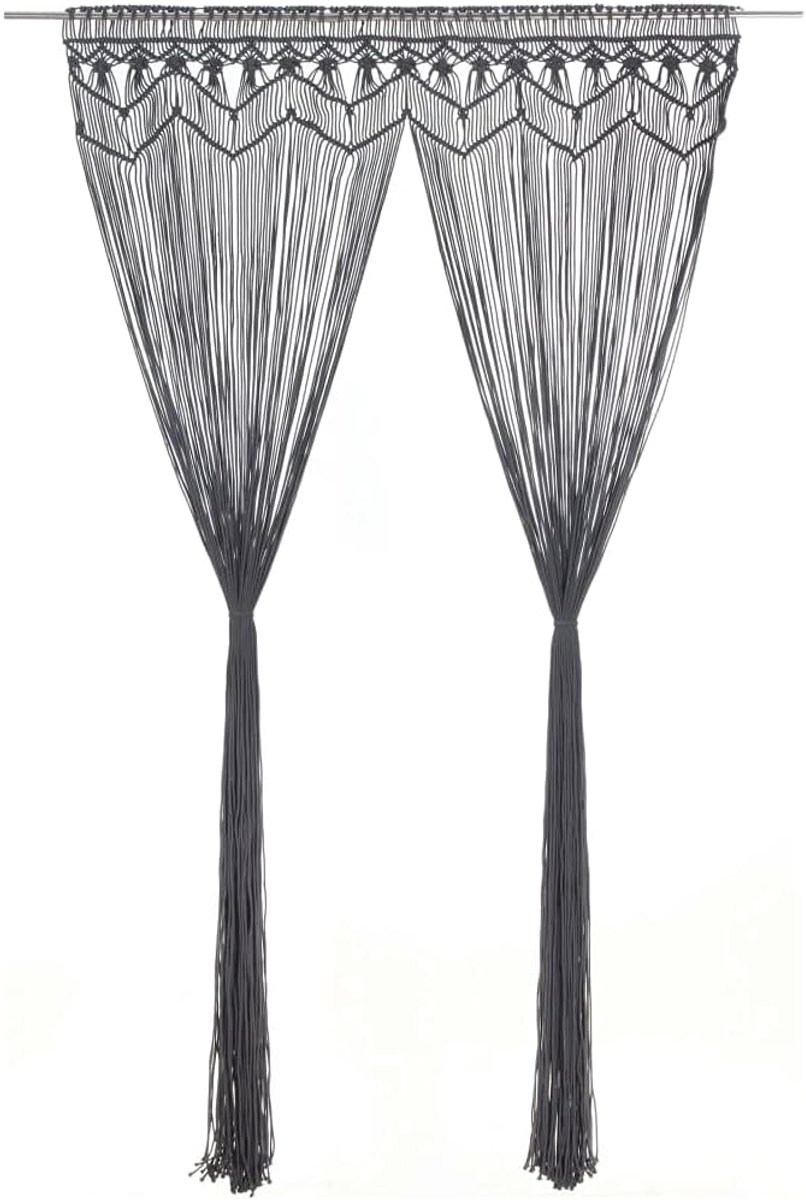 Gordijn, antraciet, 140 x 240 cm, van katoen, katoengaren, ruimteverdeler, deurgordijn, raamdecoratie