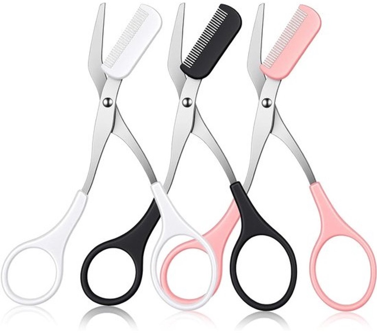 Professionele oogbrauwschaar met kam van roestvrij staal voor thuis of salon (zwart, roze, wit)