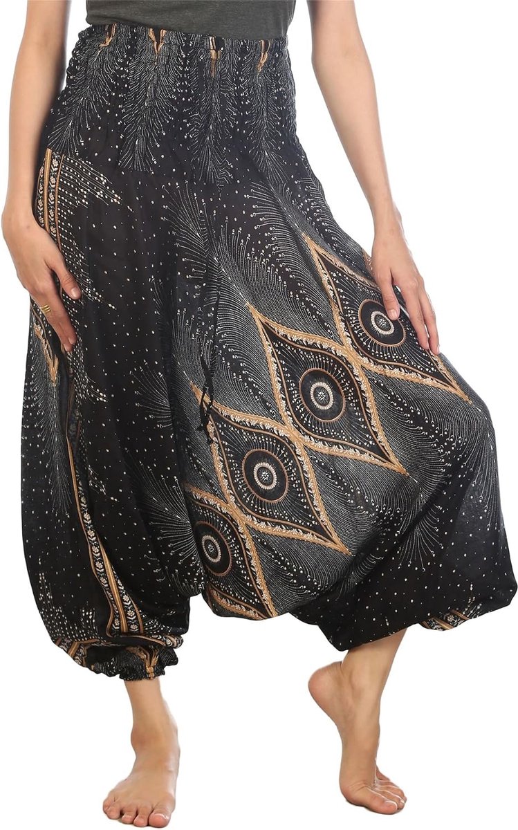 Hippie boho-broek voor dames, 2-in-1 harembroek & jumpsuit, Aladinbroek, pompbroek