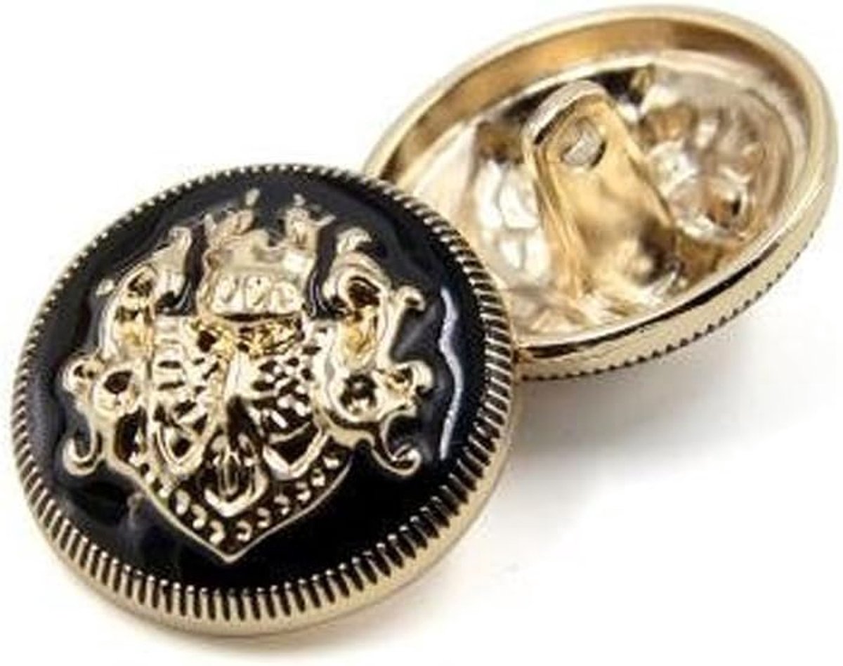 Knopen – modieuze knoop in knoopvorm van metaal in knoopvorm voor mannen en vrouwen, blazer, jas, uniform, overhemd, kostuum en jas (zwart, 25 mm)