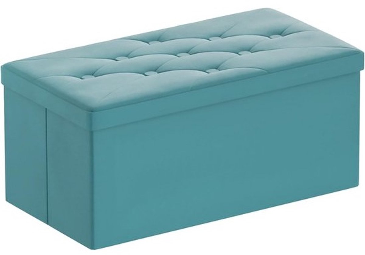 Opbergkruk - Zitbank kist - Woonruimte organiseren - Opvouwbaar fluweel design - 76x38x38 cm - Groen