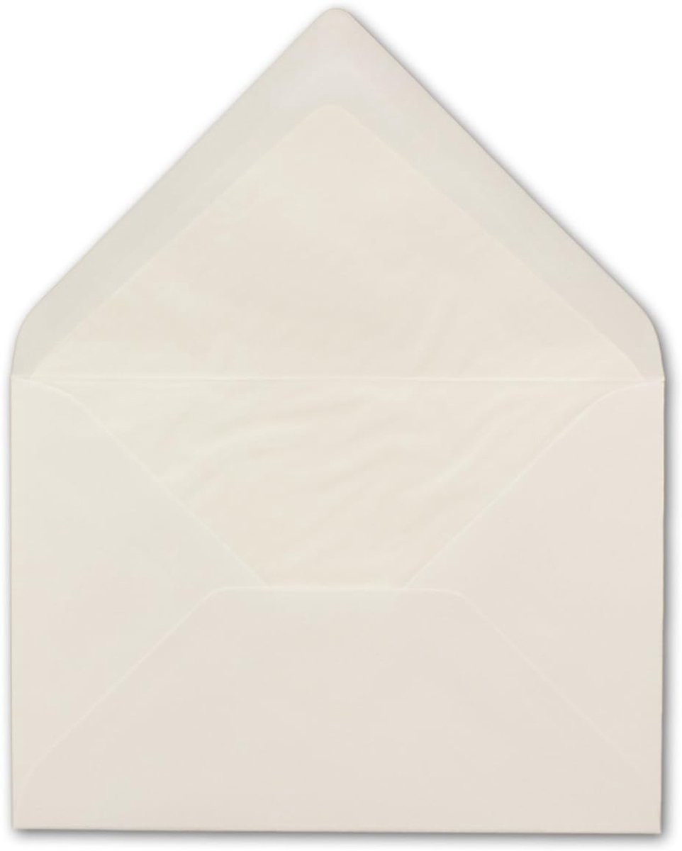50 enveloppen DIN B6 in natuurlijk wit met witte zijden voering, 12,5 x 17,6 cm, 100 g/m², nat lijmen, mat, zonder venster van je Glüxx-Agent