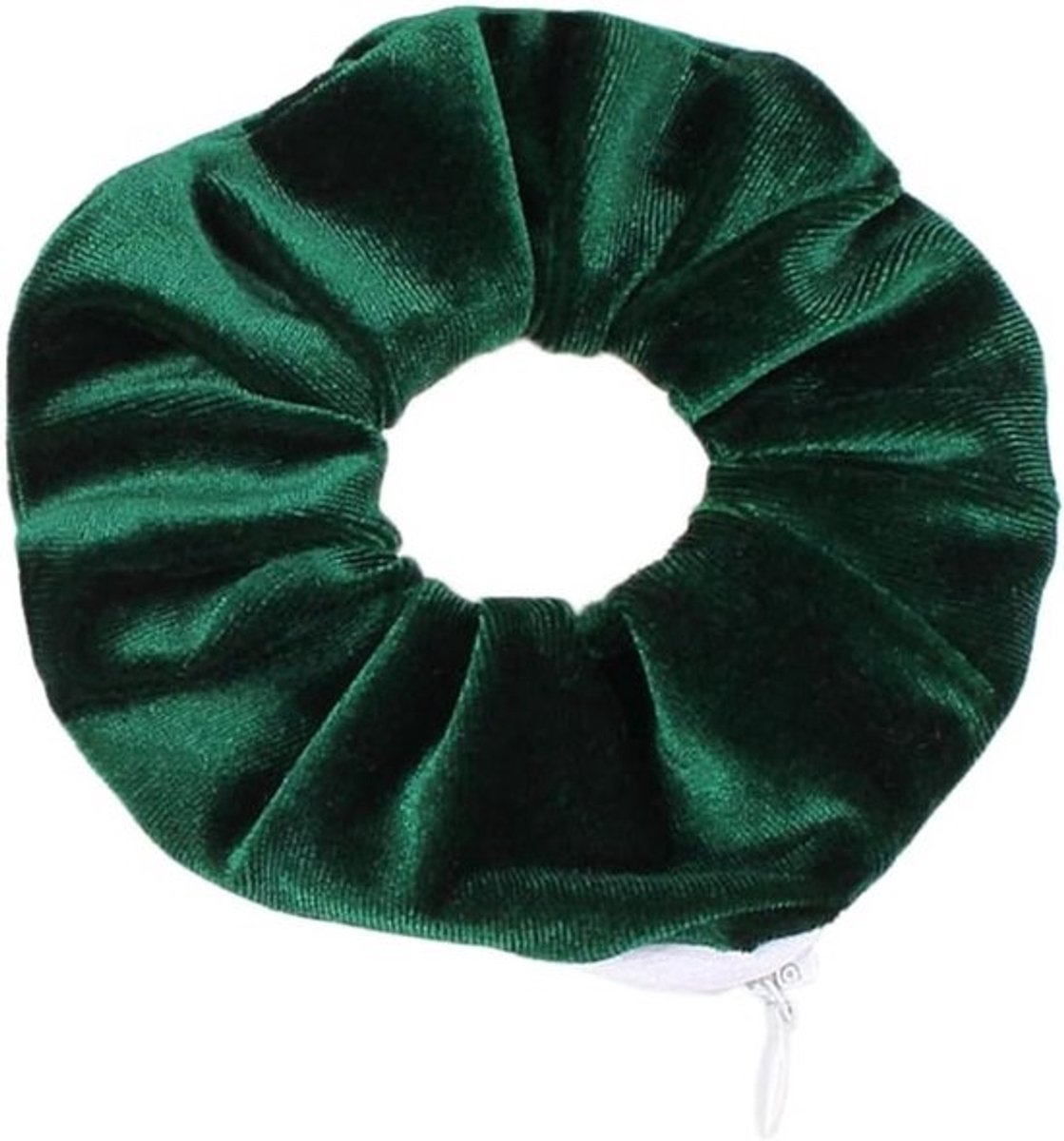 Set van 3 - Kleurige fluwelen scrunchies - Elastische haargummis voor vrouwen en meisjes - Voor paardenstaarten en haaraccessoires met verborgen opbergvak - Groen