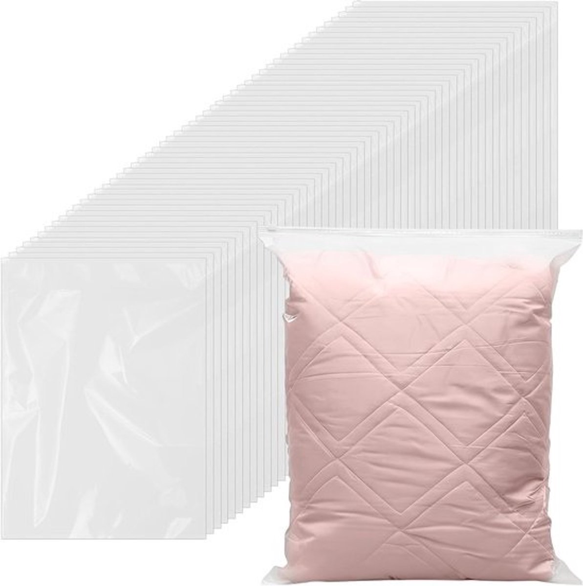 50 doorzichtige ritszakken 50 x 60 cm - EVA - Voor kleding, dekens en handdoeken