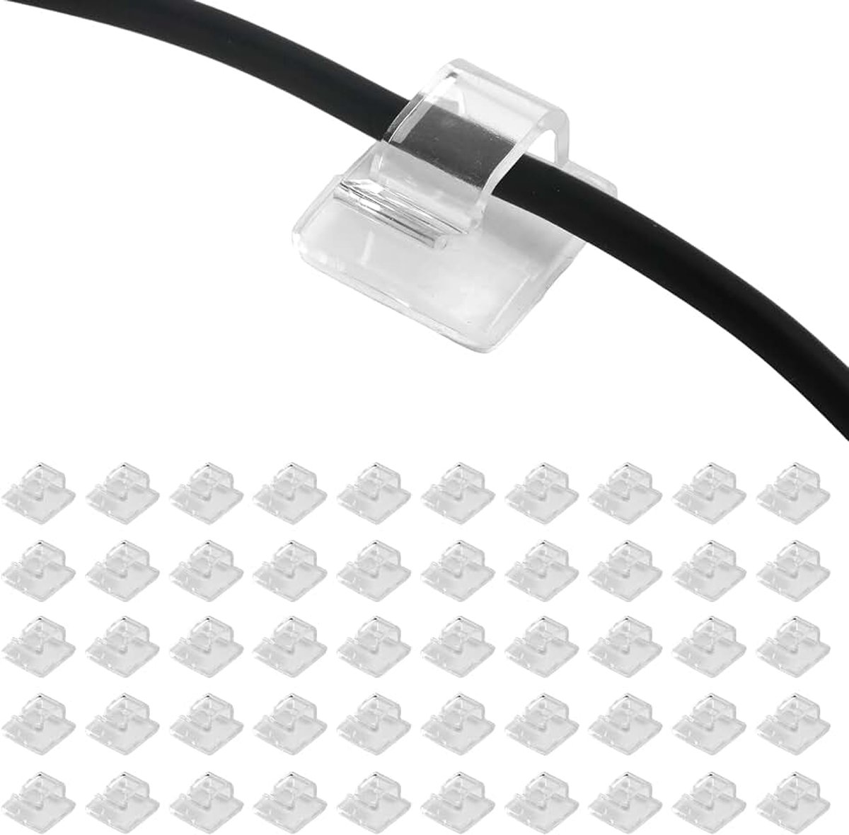 50 zelfklevende kabelclips met sterke hechting, voor binnen en buiten, veelzijdige kabelclips die kunnen worden gebruikt voor het organiseren van kabels op meubels en muren