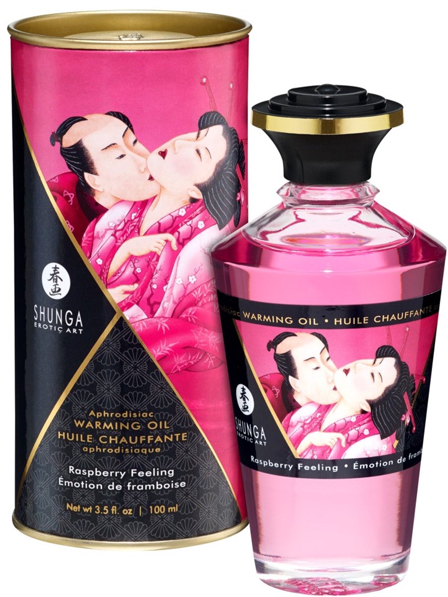 Shunga - Verwarmende Olie - Om Van Het Lichaam Te Likken - Raspberry Feeling