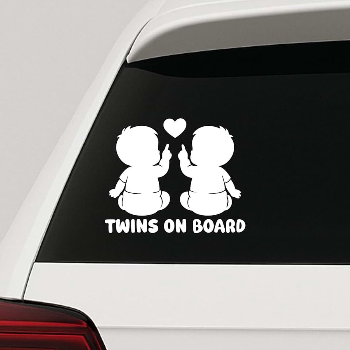 On Board sticker, auto, baby, sticker, tweelingen, weerbestendig, handgemaakt in Duitsland, 13 x 10 cm, jongens, jongens, meisjes, wit, V1 jongen - jongens