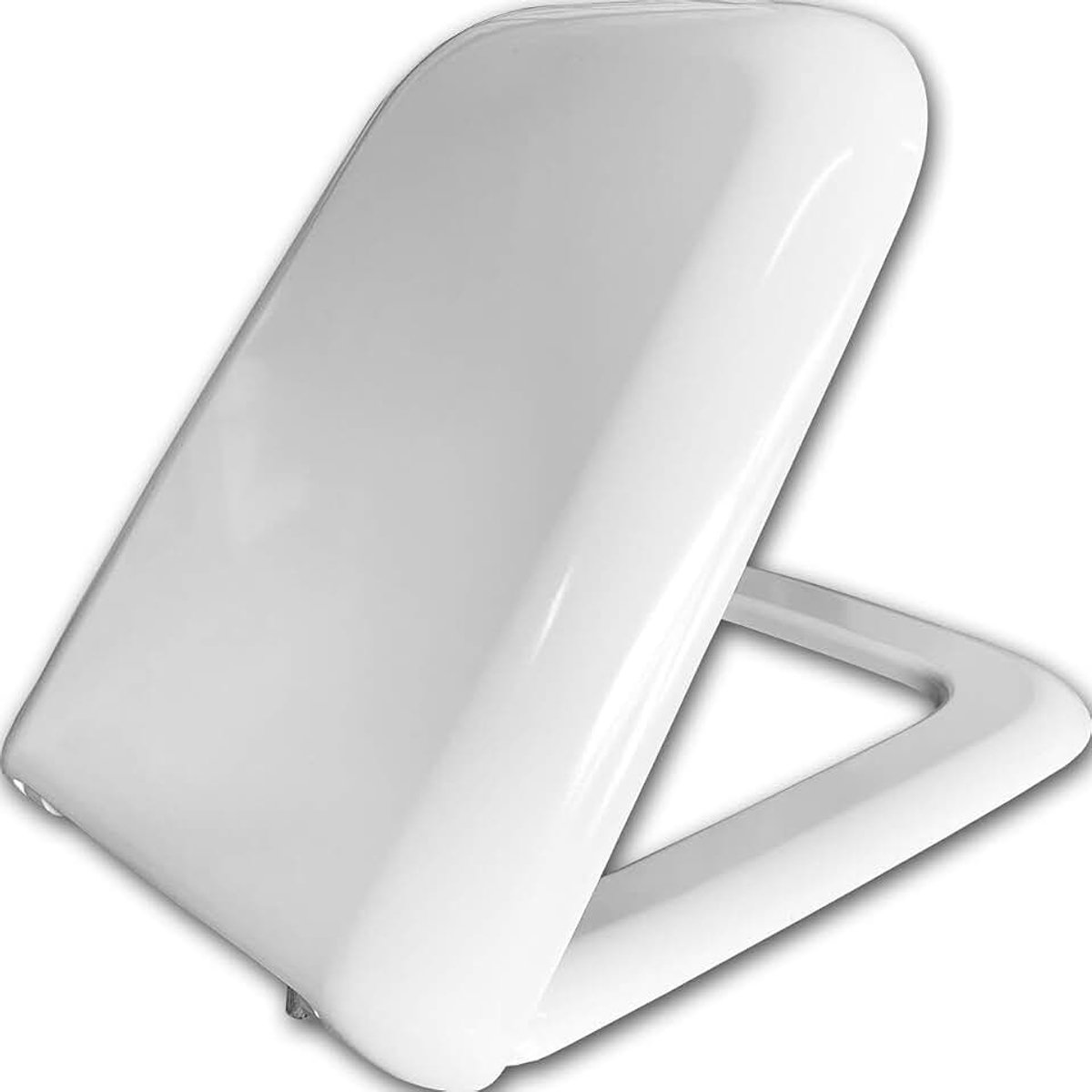 Wc-bril van keramiek, hemelsblauw model Shui, origineel, wit, wc-bril van duroplast, verchroomde scharnieren met soft-close-sluiting of normale sluiting (klassieke sluiting)