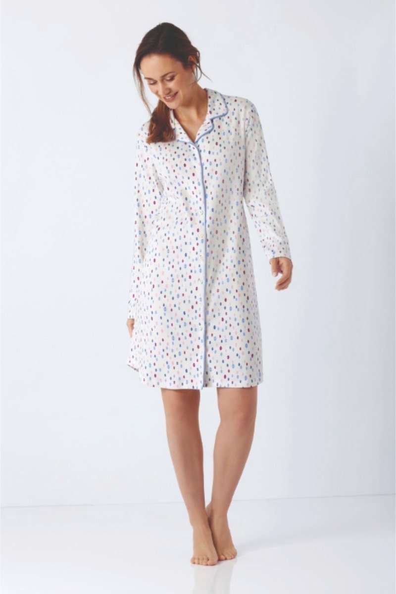 Hajo Premium katoen dames nachthemd gebroken wit Hajo - Wit - Maat - 44/46
