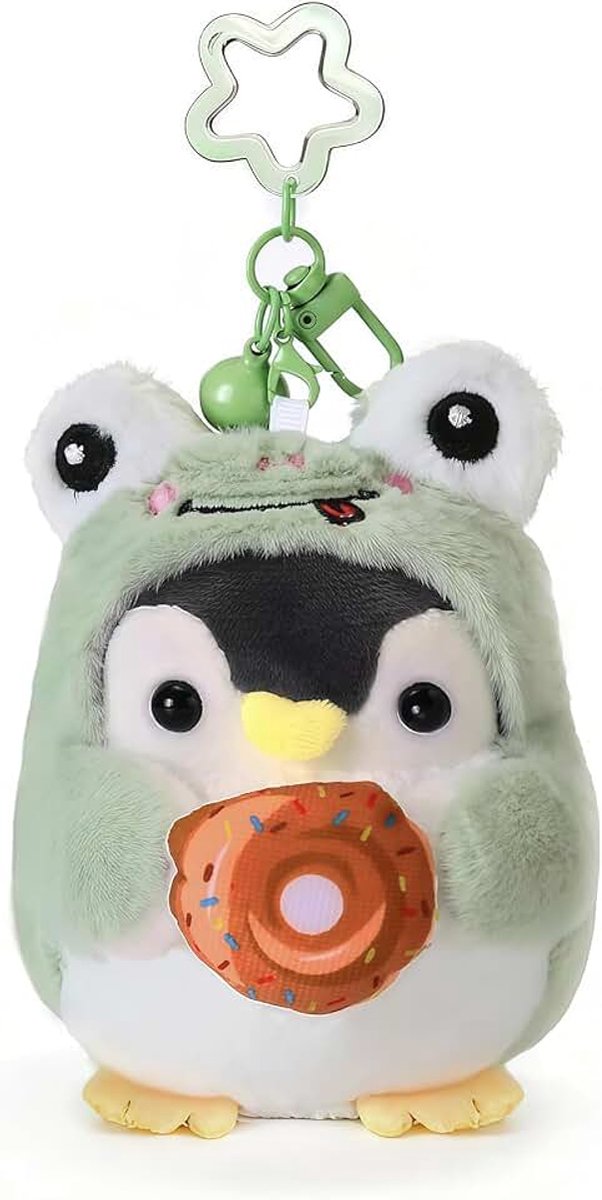 Penguin Pluche Sleutelhanger Tas Hanger Bag Charm Schattige Dingen Cosplay Kostuum Wisselkleding Donut Kikker Sleutelhanger Tassen Portemonnees Decor Accessoires