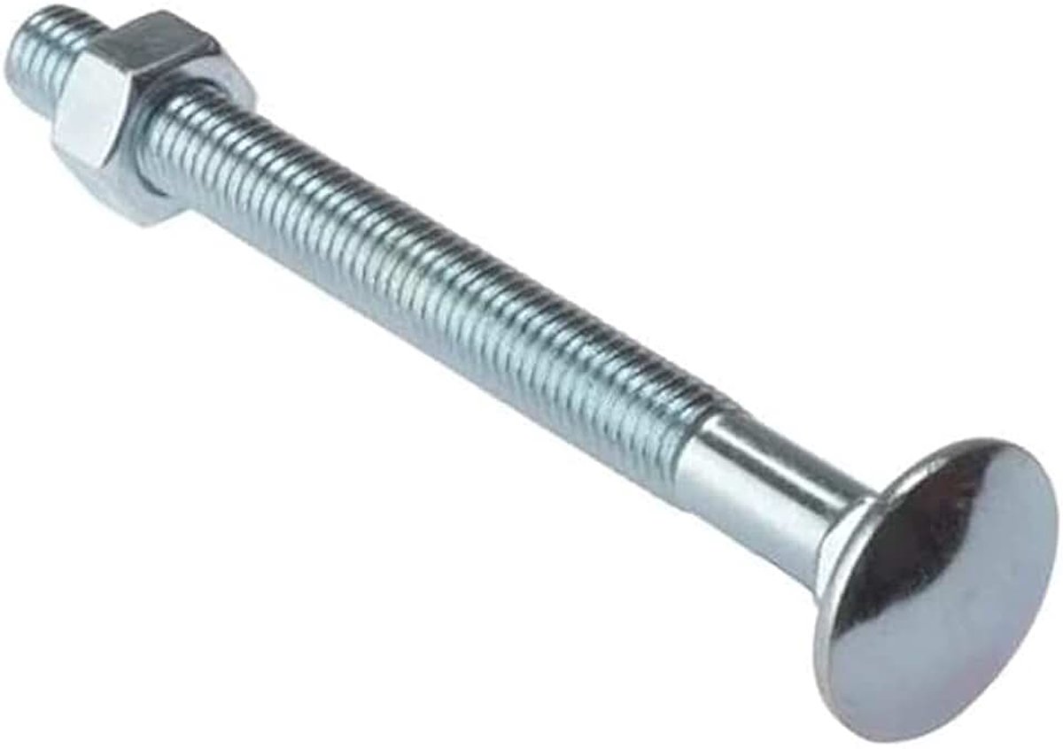 Hardware BH02152 slotbout en moer M8 x 50 mm, verzinkt (verpakking à 4), wit, stuks