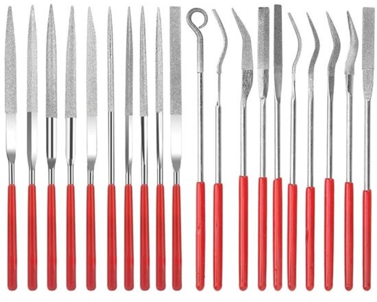 Dailygoody - Diamant naaldvijlen set - Mini sleutelhulp - Perfect voor modelbouw - 20-delige set - Geschikt voor hout, metaal, glas en keramiek - Met