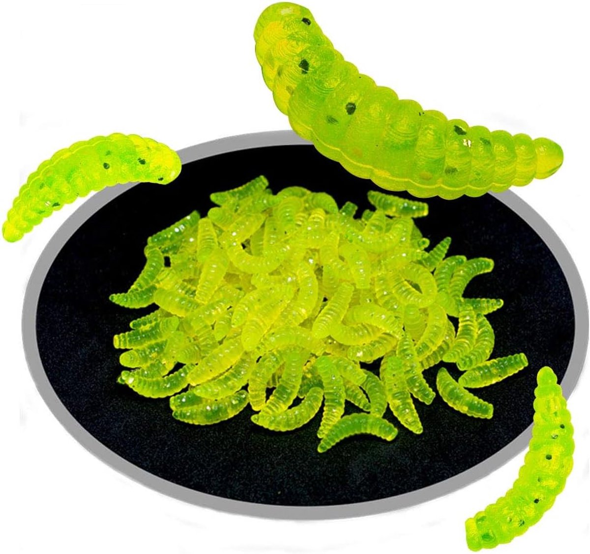 Zachte siliconen regenworm aas - roodworm & groen, 100 stuks