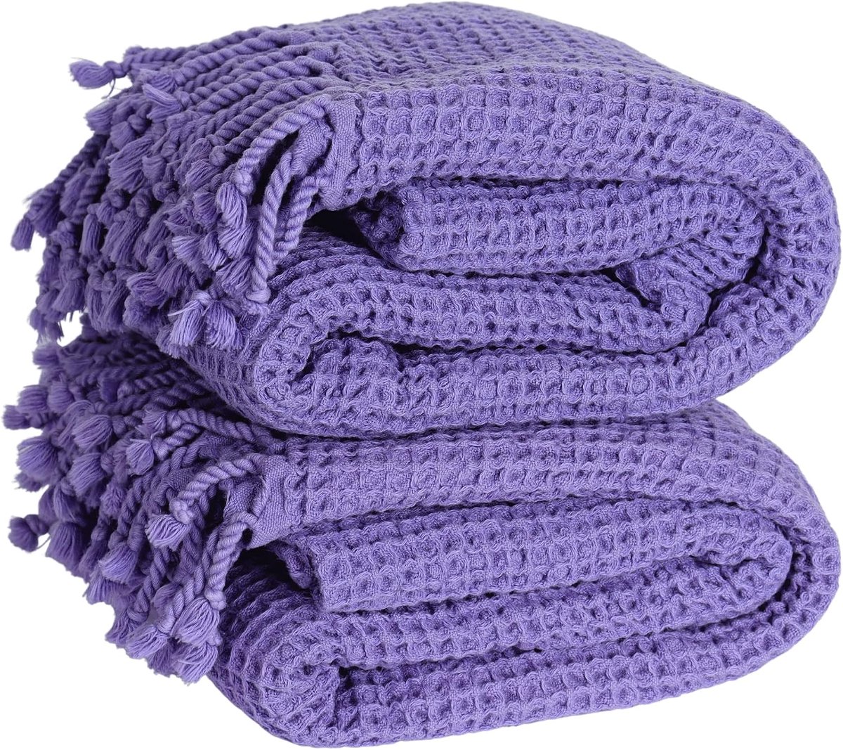 Strandlaken, Turkse katoenen wafelijn handdoek, Turkse wafelhanddoek, wafel getextureerde handdoek, handgemaakt, met kwast, zacht, dun, sneldrogend strandlaken (lichtpaars, 1)