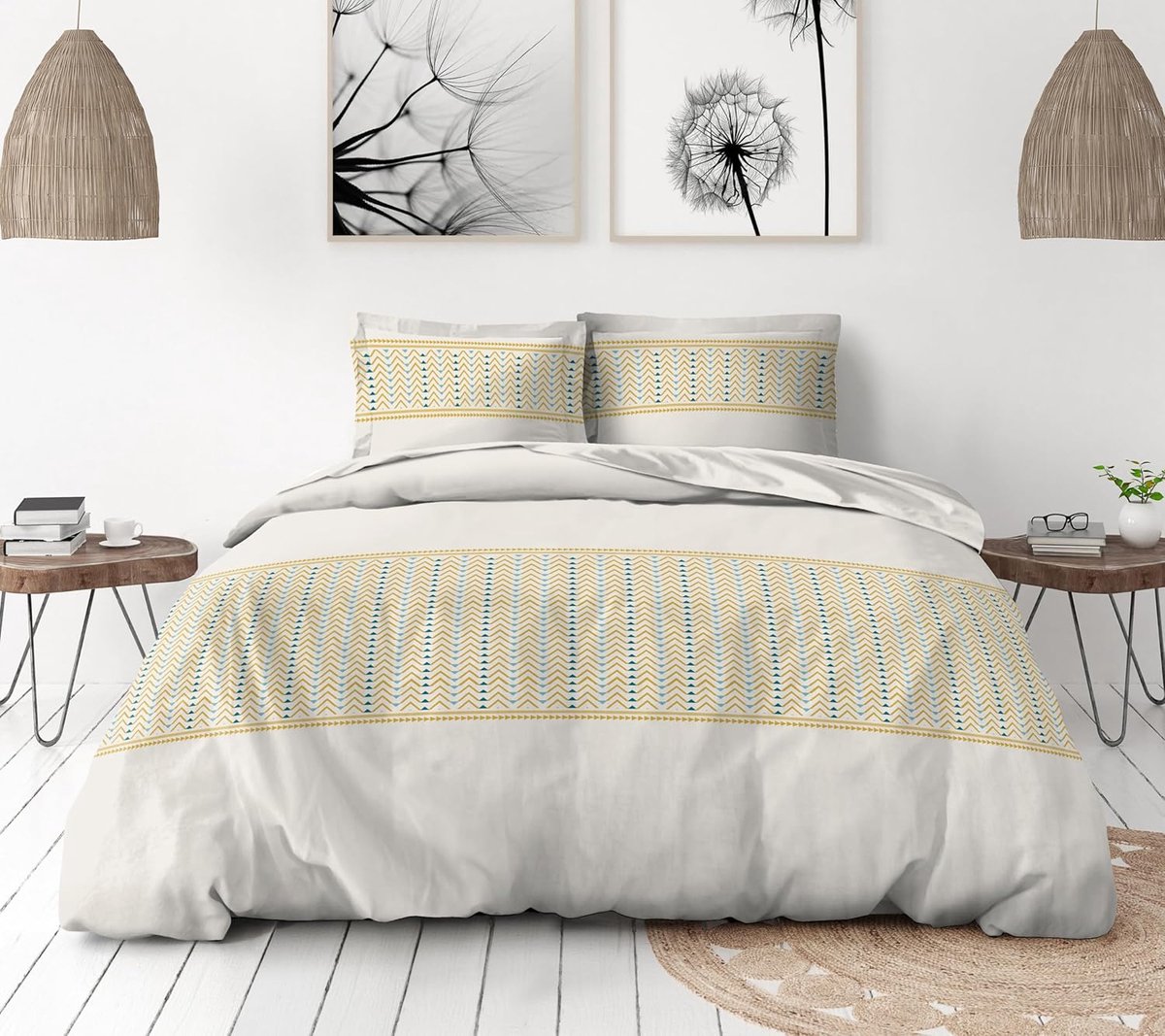 Linge Passion Dekbedovertrek, 3-delig, 100% katoen, 57 draden, 2 personen, 220 x 240 cm, NAT Honing