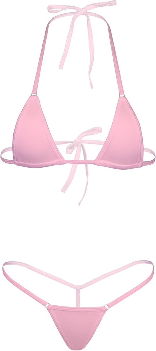 Sets Sexy Swimsuit Micro Bra Bikinis Lingerie for Women Pink — afbeelding 5