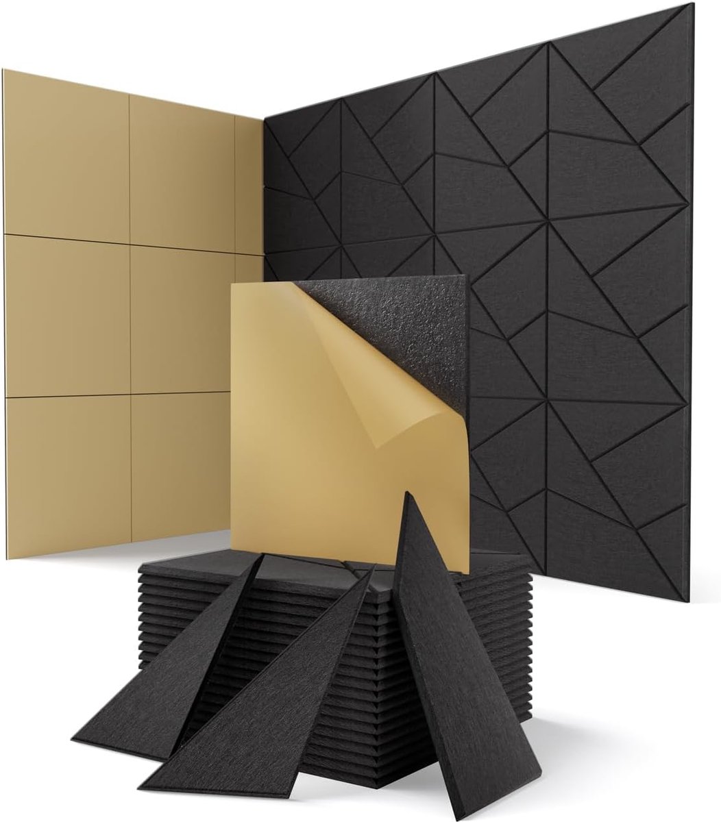 18 Stuks Akoestische Panelen Zelfklevend, 30x30x0,9cm Geluidwerende Panelen voor Muren, Decoratie Geluiddempende Acoustic Panels voor Plafond/Deur/Kantoor/Kamer, Geluidsisolatie Panelen