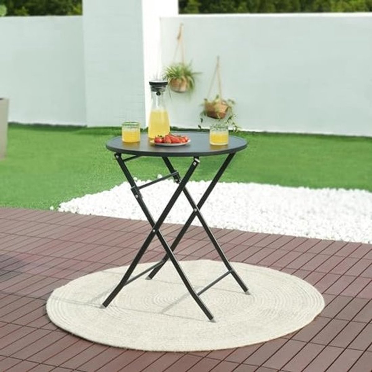 Inklapbare tuintafel Ø62 cm - Stalen klaptafel voor binnen en buiten