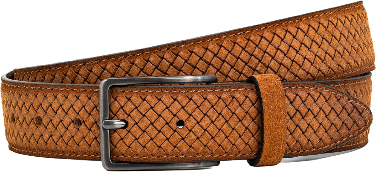 LINDENMANN leren heren riem - cognac