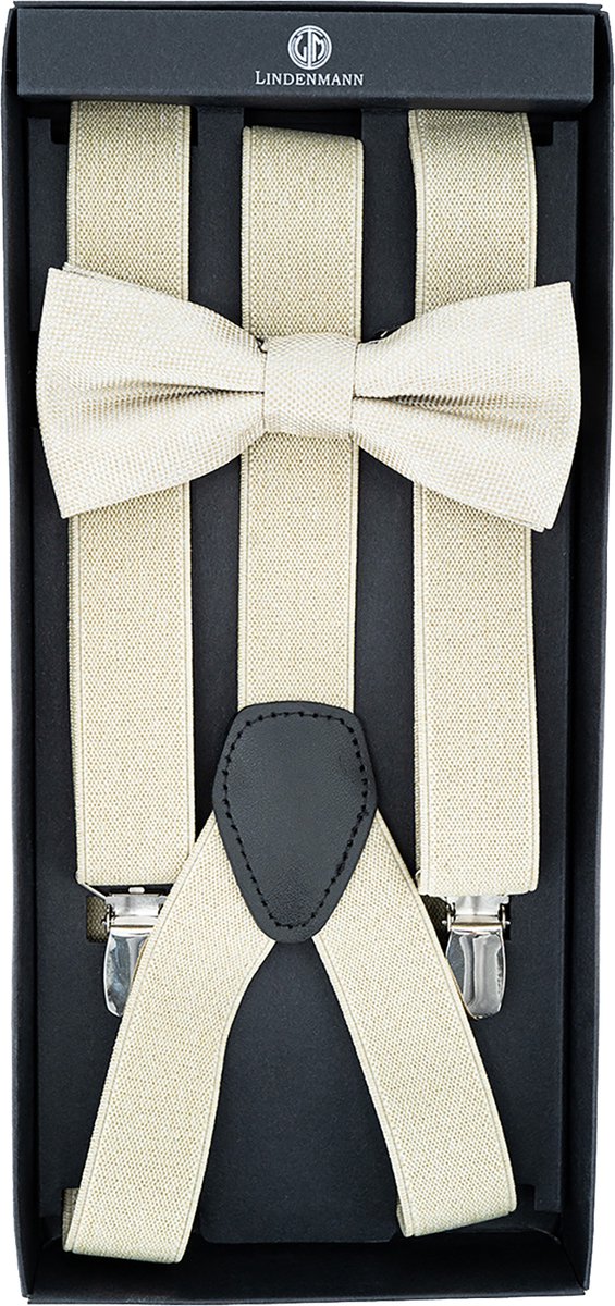 LINDENMANN heren bretels Y-vorm met strikje - beige