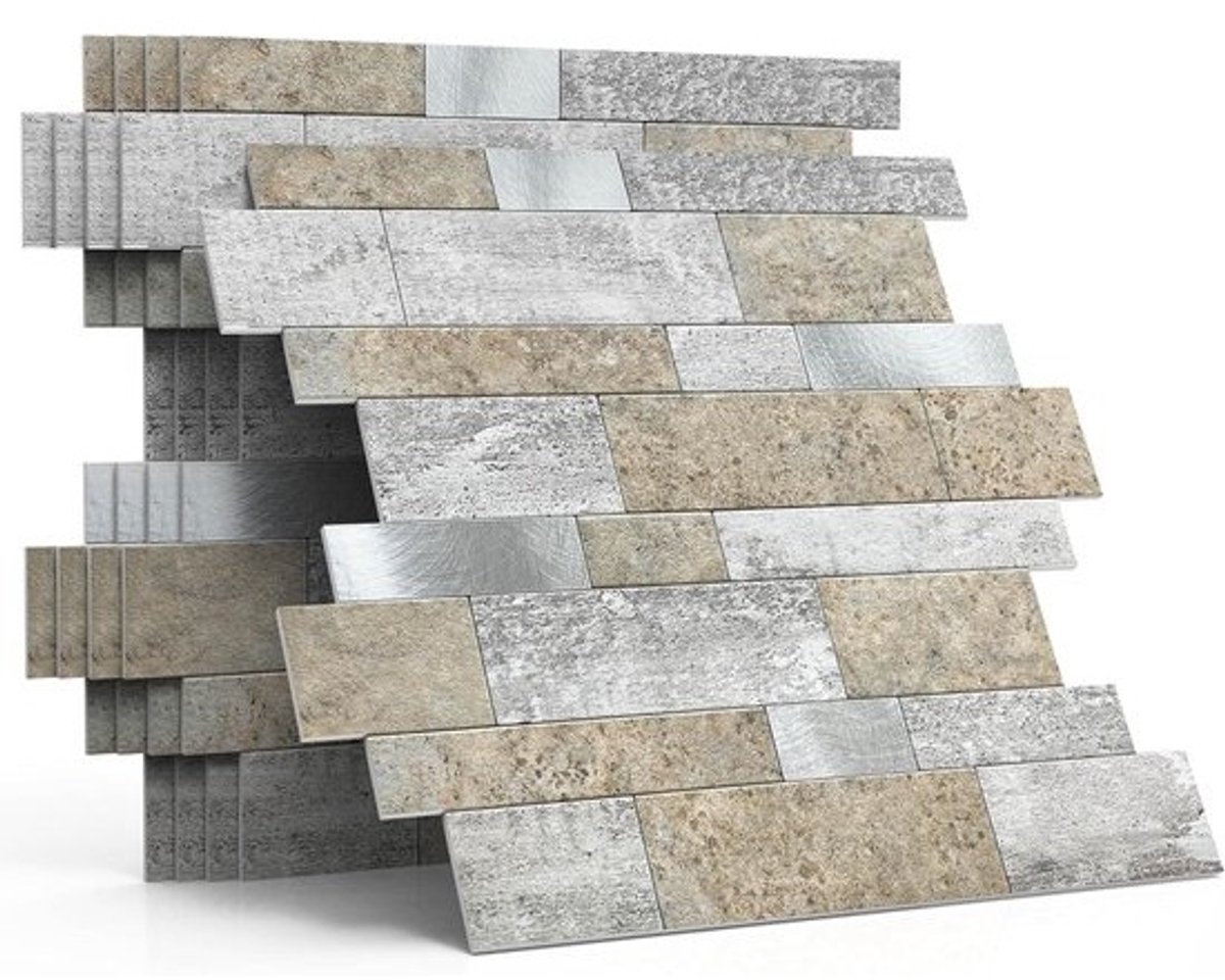 3D Baksteen Wandtegels - Waterdicht - 5 vellen - Cement Grijs - Hittebestendig
