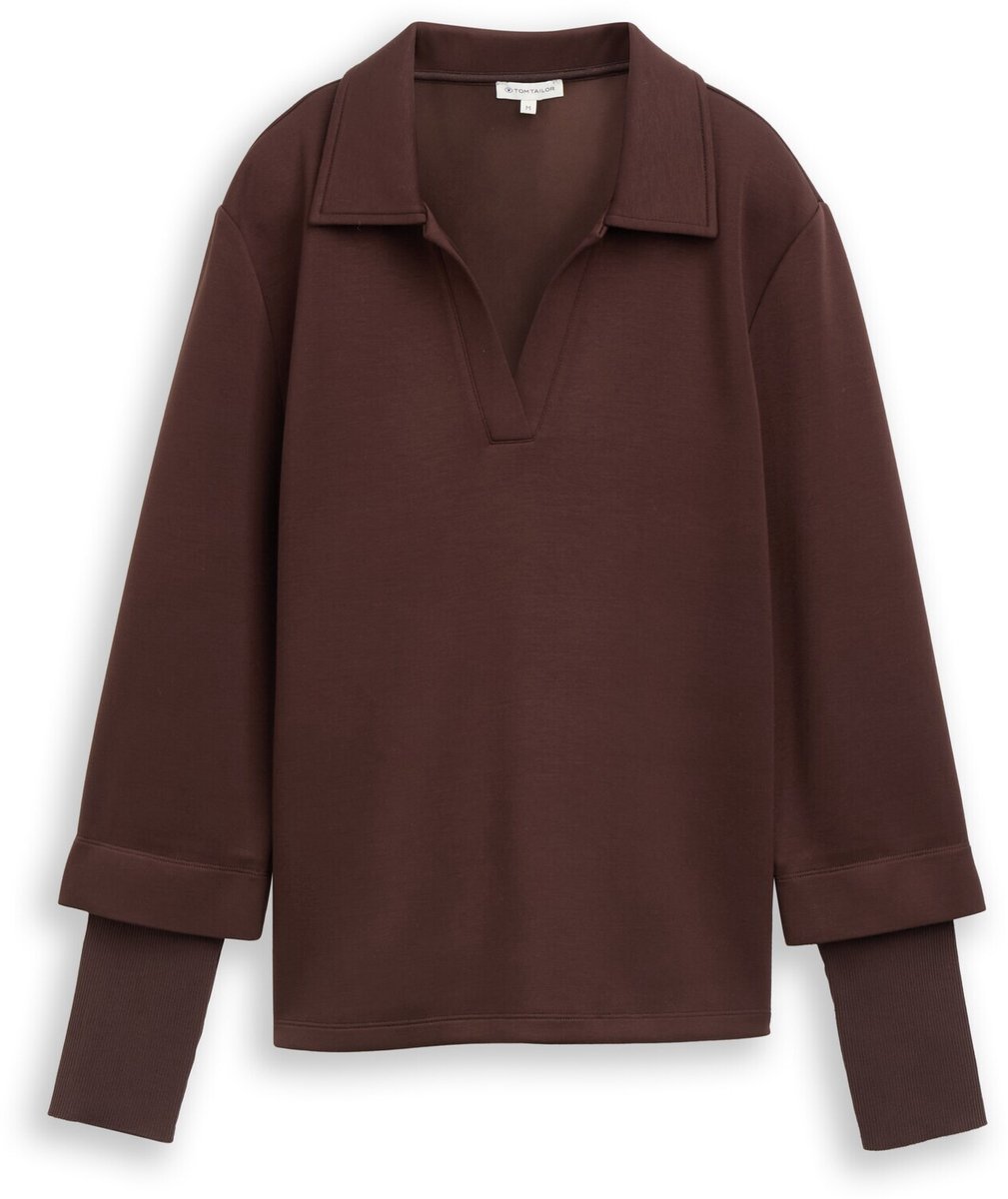 Tom Tailor - Scuba-sweatshirt in 2-in-1-look - Maat XXL - java dark brown
