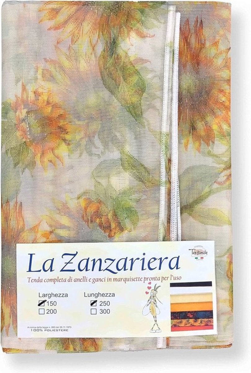 Vliegenhor voor buiten - Insectenwerend gordijn met zonnebloemprint, verkrijgbaar in 4 maten