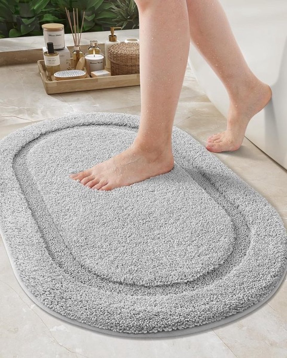 Grijze Antislip Badmat 50 x 81 cm - Zacht, Absorberend en Wasbaar - Ideaal voor Badkamer en Douche
