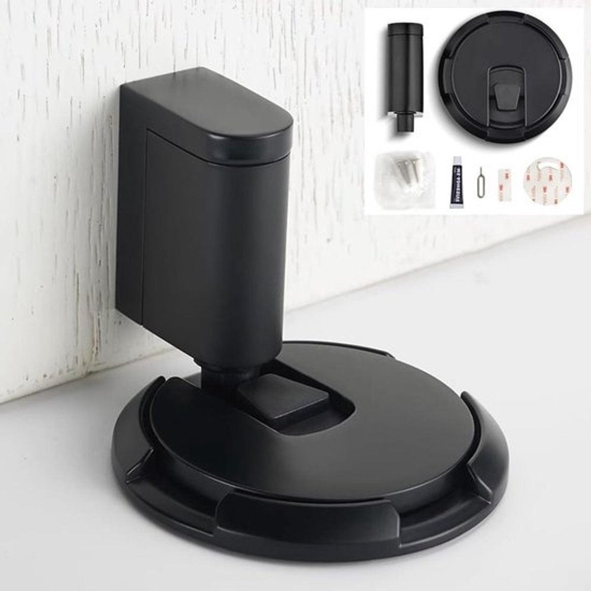 Winddichte vloer Deurstopper Stootvrije deurstopper Vloergemonteerde deurstopper Muur Deurstoppers voor binnen Deur stop (Zwart)