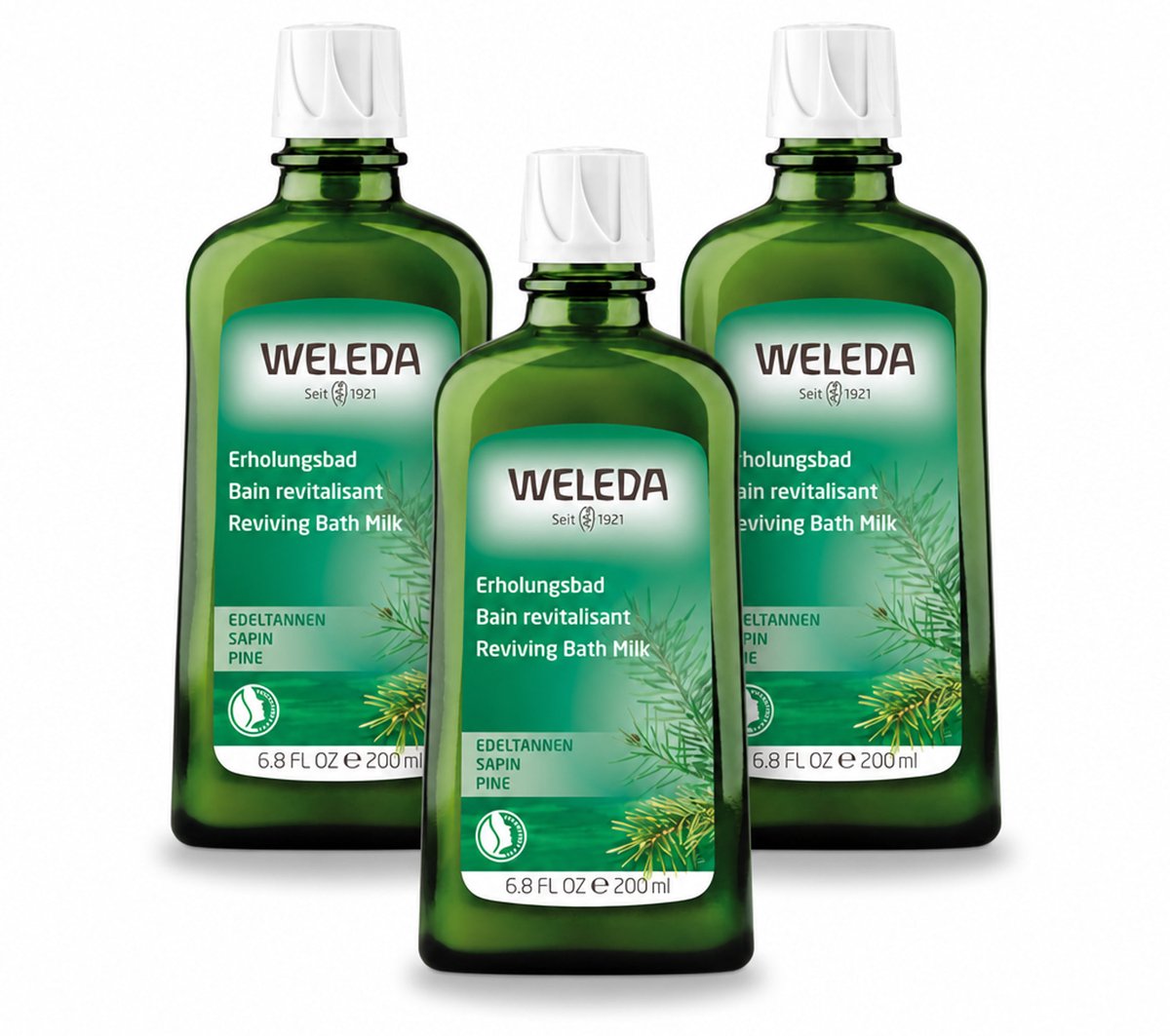 3 x WELEDA - Verkwikkingsbadmelk - Zilverspar - 200 ml - Voordeelverpakking - 3 stuks