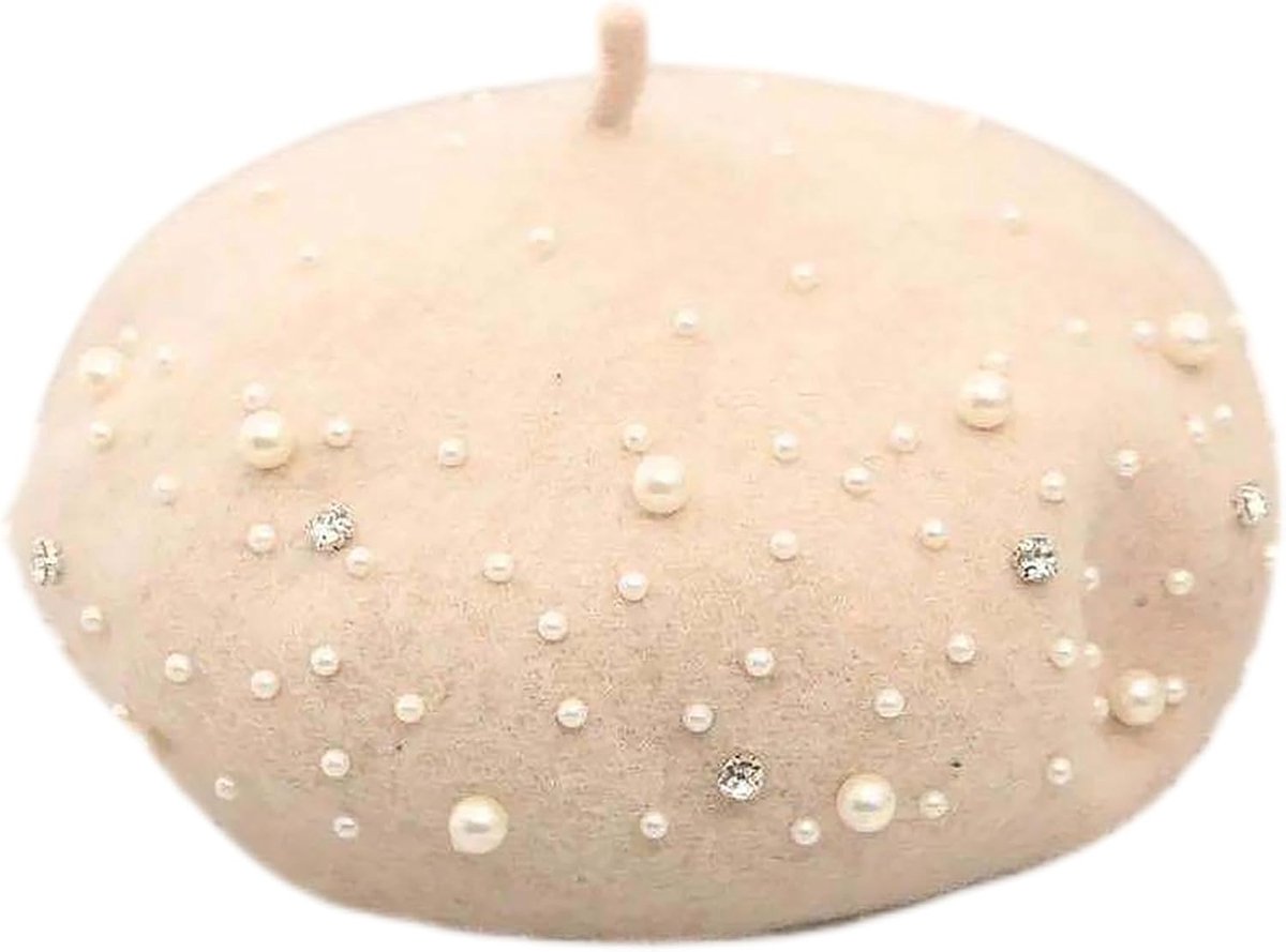 Kralen Winter Wollen Franse Baret Hoed Artiest Beanie Cap voor Vrouwen