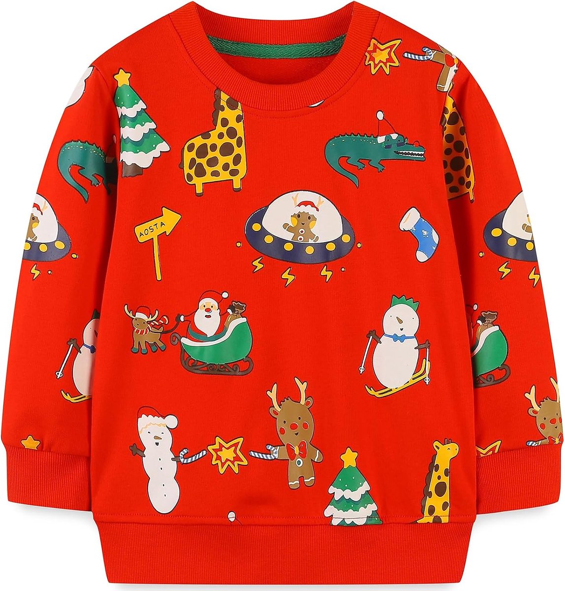 Meisjessweatshirt voor kinderen, Kerstmis, cartoon, pullover, katoen, lange mouwen, top, maat 92-122, 1-7 jaar